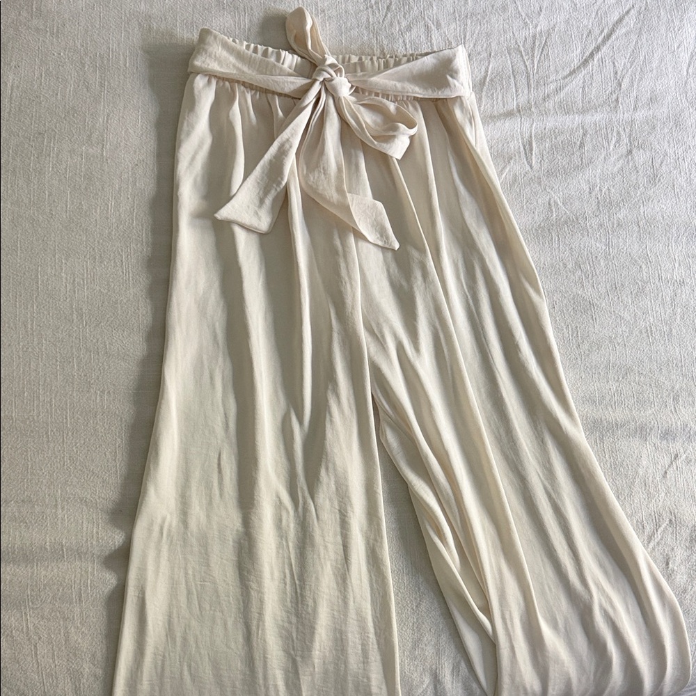 Elegant Cream Wide-Leg Pants